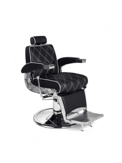Fauteuil Barbier Hugo Noir Surpiqure Blanche