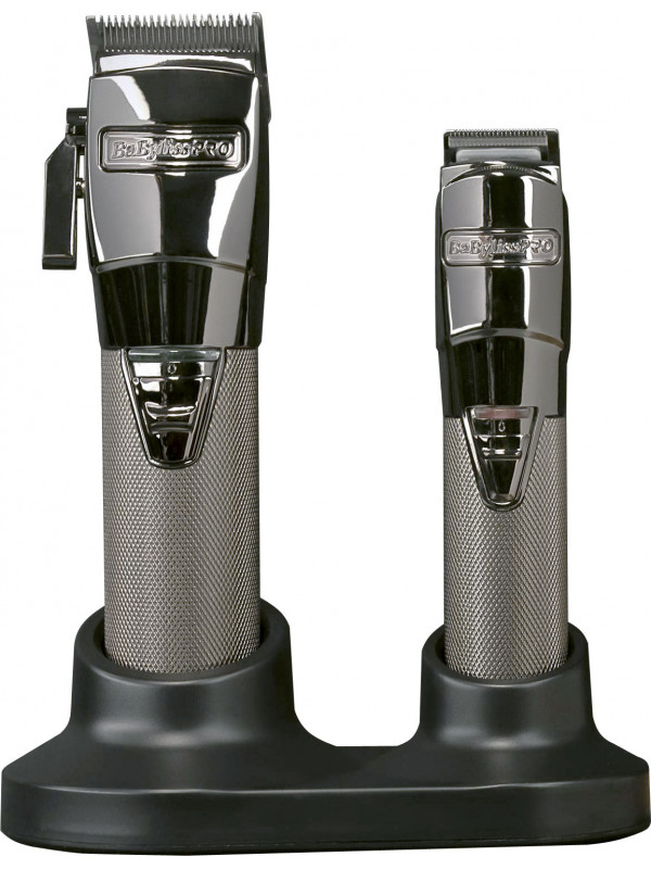 GUNSTEELFX - Duo professionnel de coupe et de finition rechargeable avec / sans fil (Gris Acier) FX8705E RCos