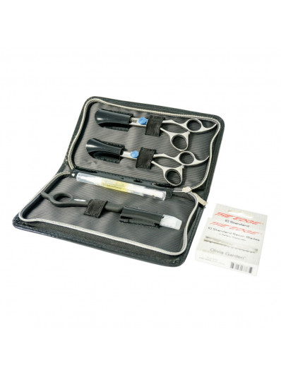 Pack Ciseau Pour Droitier Avec 1 Ciseau Droit- 1 Effileur-1 Rasoir-1 Effileur-1 Rasoir-Lames-Huile-Trousse